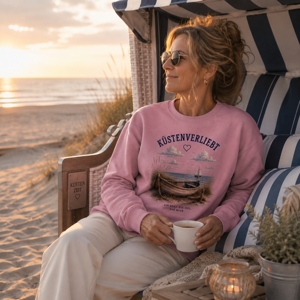 Küstenverliebt Sweatshirt – Zuhause ist, wo das Meer ist | Küstengefühl Unisex Sweatshirt