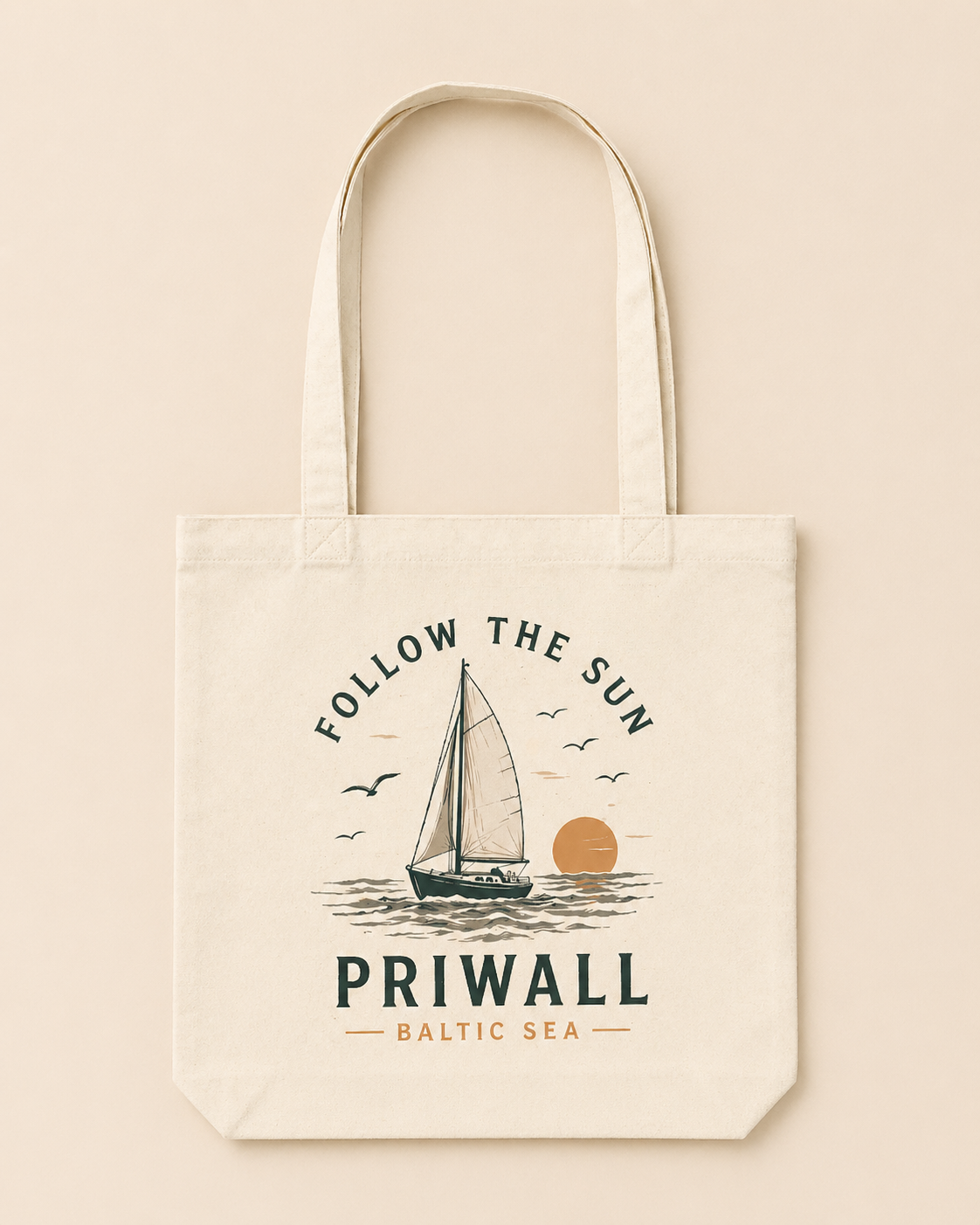 Follow the Sun Stofftasche – Ostsee Priwall – Organic Tote Bag