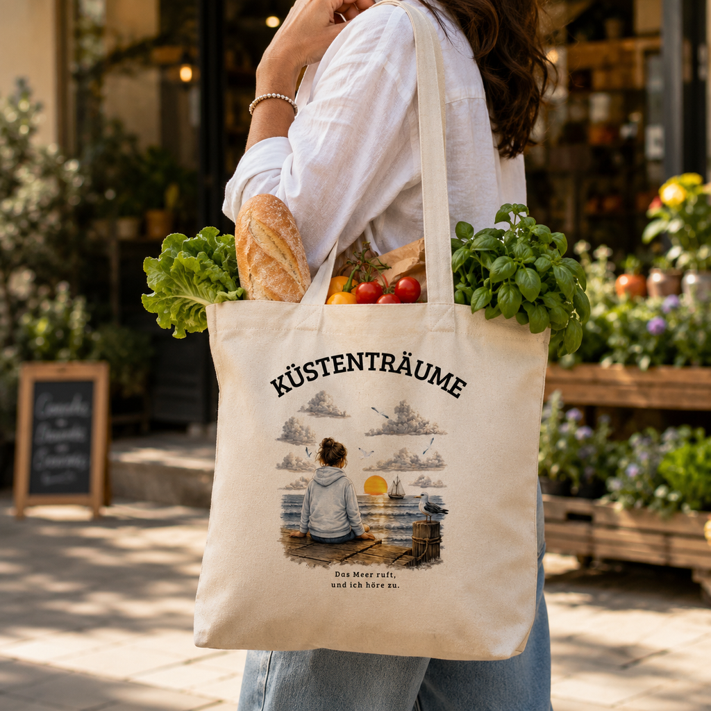 Küstenträume Einkaufstasche mit Küstenmotiv
