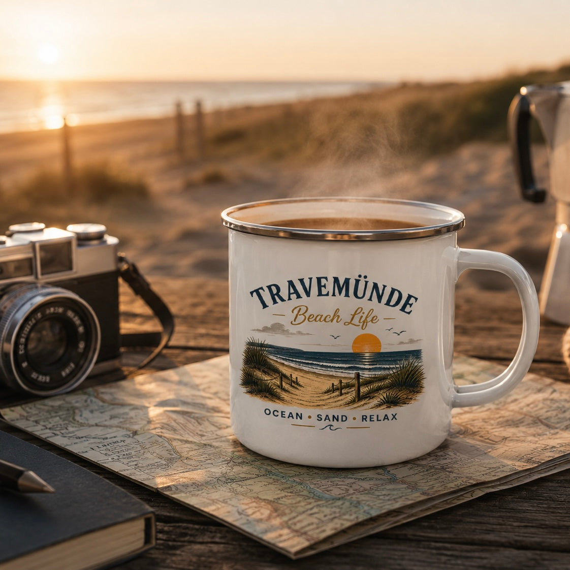 Travemünde Beach Life – Emaille Tasse
