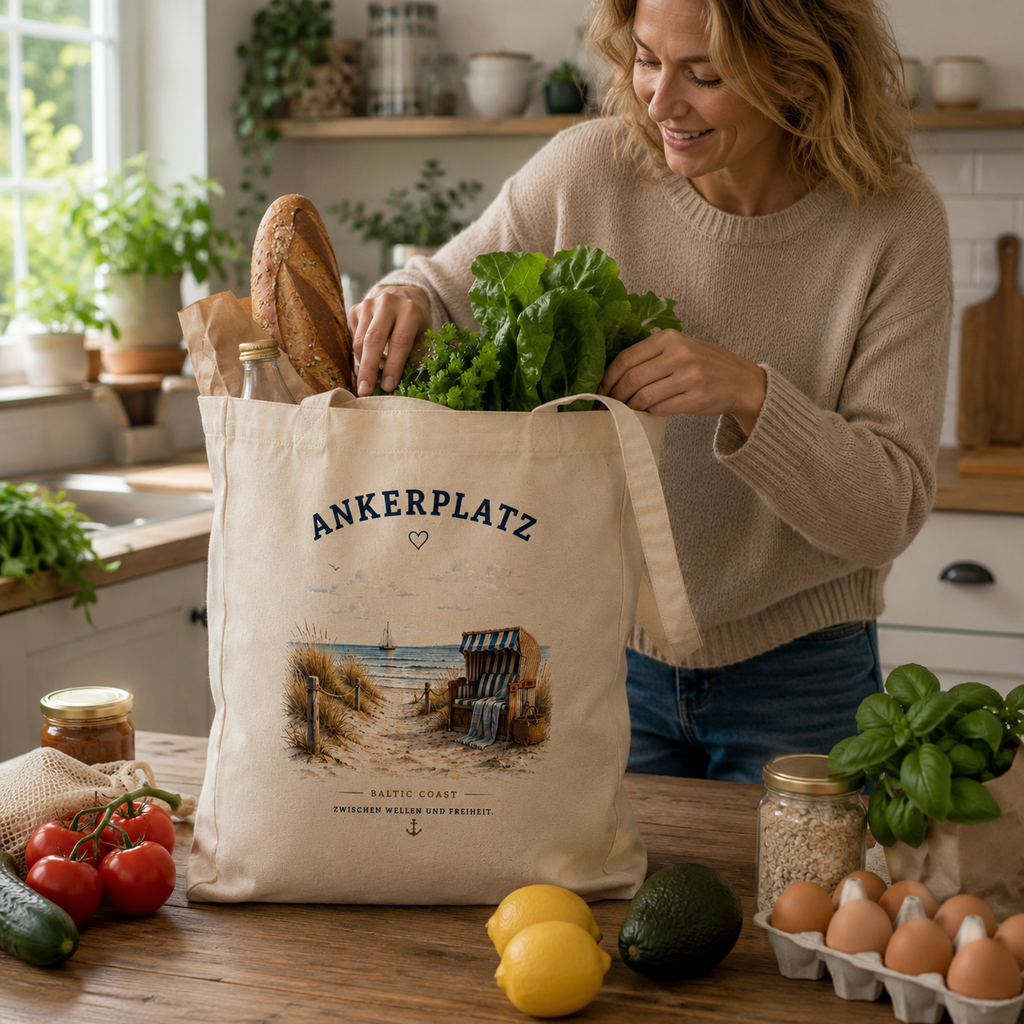 Ankerplatz Stofftasche – Küstengefühl – Organic Tote Bag