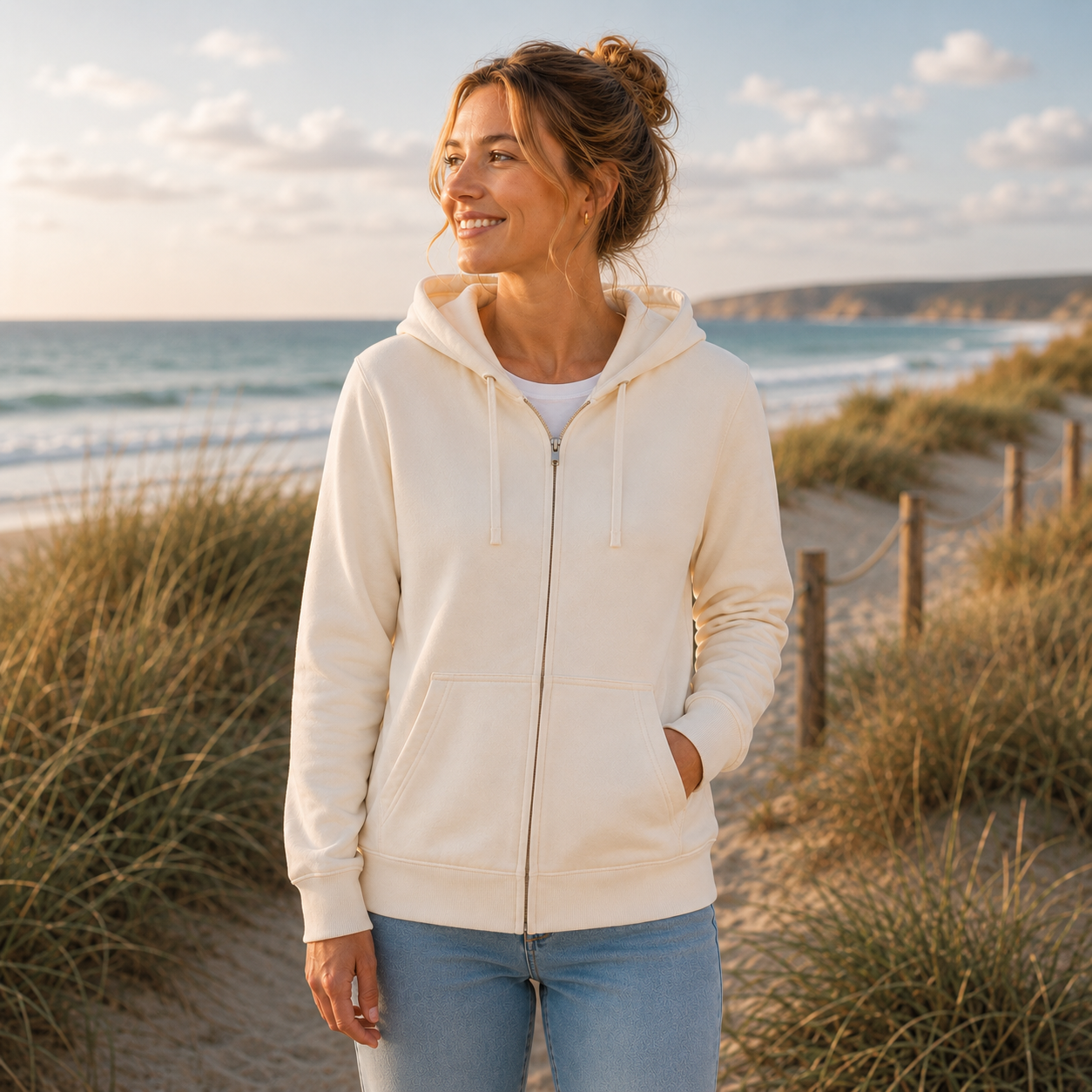 Ankerplatz Zipper Hoodie – Küstengefühl – Organic Unisex Zip Hoodie