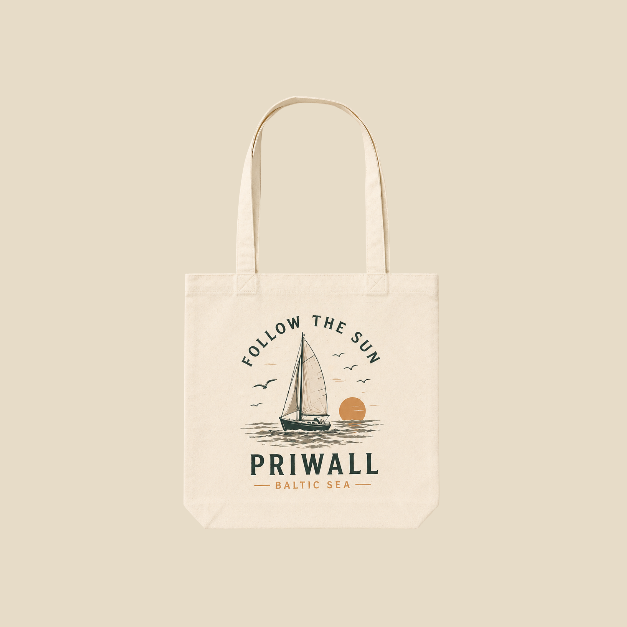 Follow the Sun Stofftasche – Ostsee Priwall – Organic Tote Bag