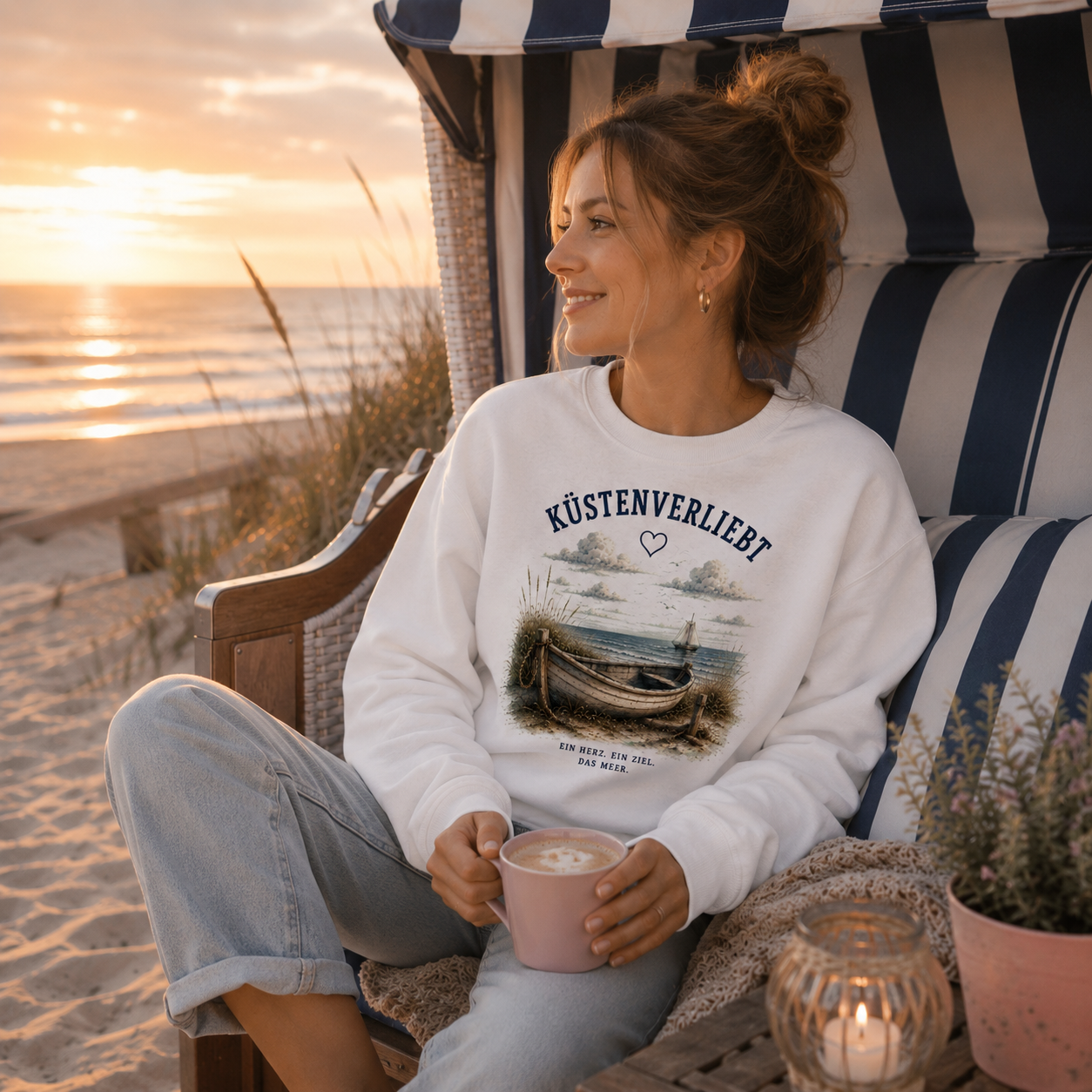 Küstenverliebt Sweatshirt – Zuhause ist, wo das Meer ist | Küstengefühl Unisex Sweatshirt