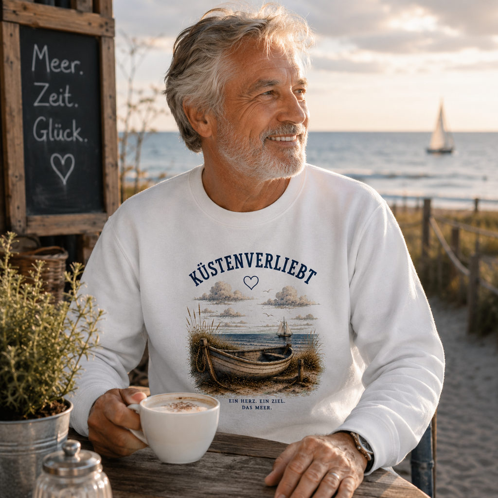 Küstenverliebt Sweatshirt – Zuhause ist, wo das Meer ist | Küstengefühl Unisex Sweatshirt