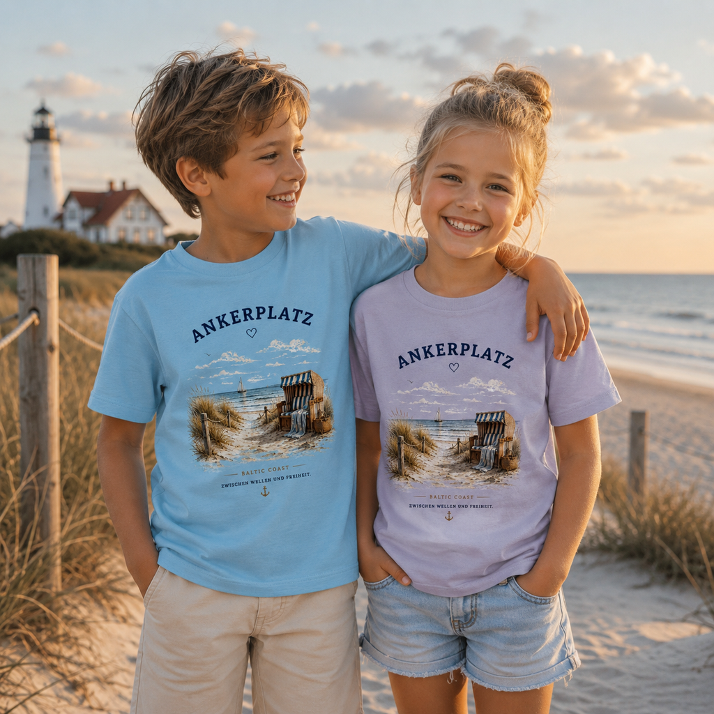 Ankerplatz Kinder T-Shirt – Küstengefühl – Kids Organic Shirt