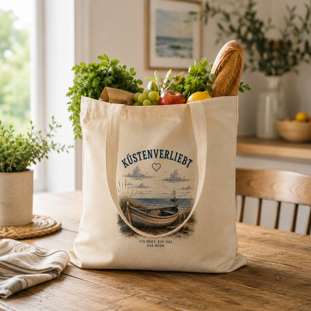 Küstenverliebt Einkaufstasche – Zuhause ist, wo das Meer ist | Küstengefühl Tragetasche