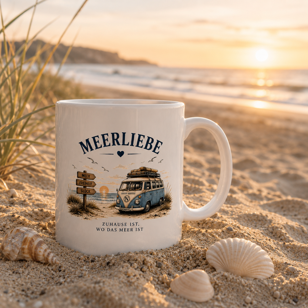 Meerliebe Vanlife – Keramik Tasse glänzend 330 ml