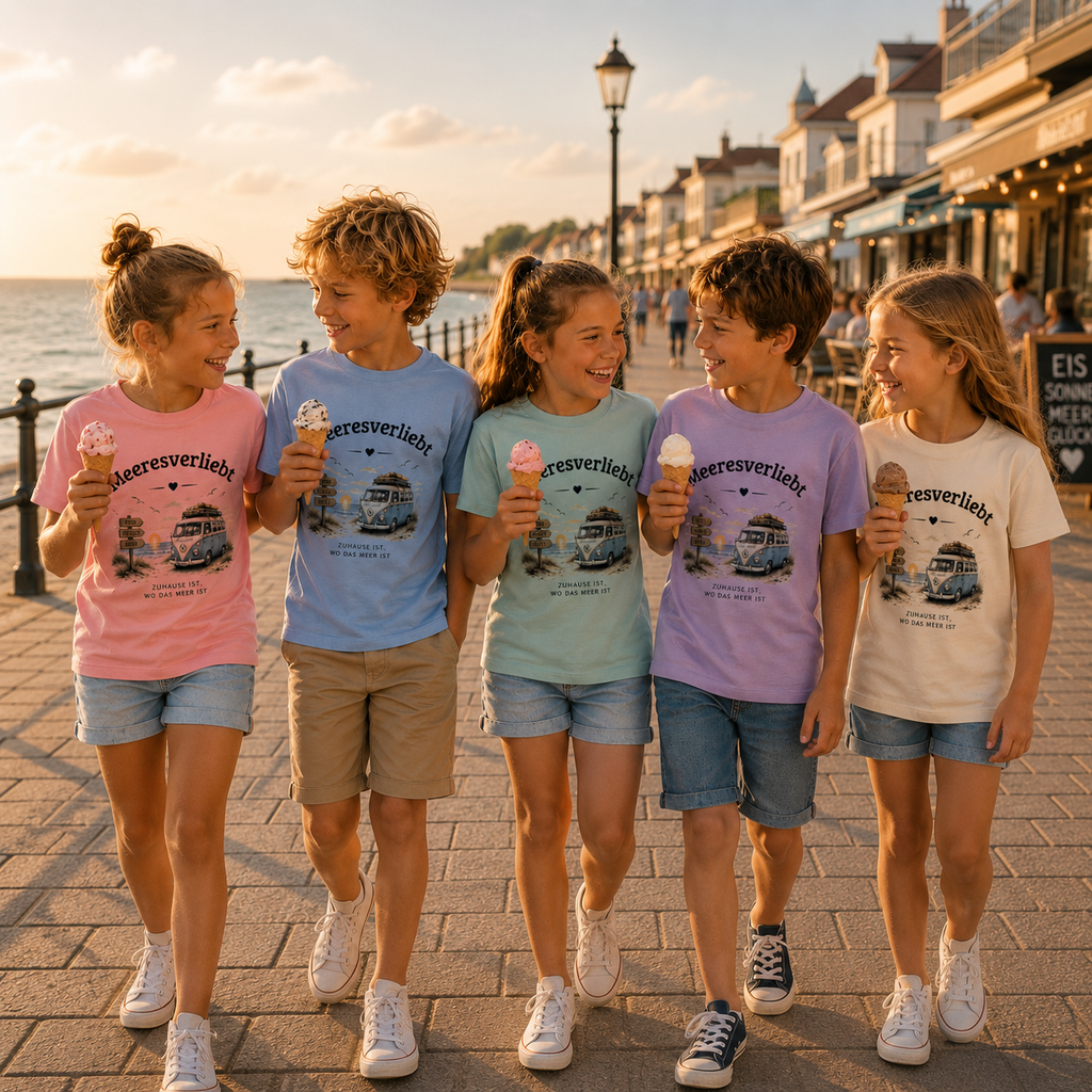Meeresverliebt Kinder Shirt Bulli Vanlife Camping – Küstengefühl Kids Bio T-Shirt