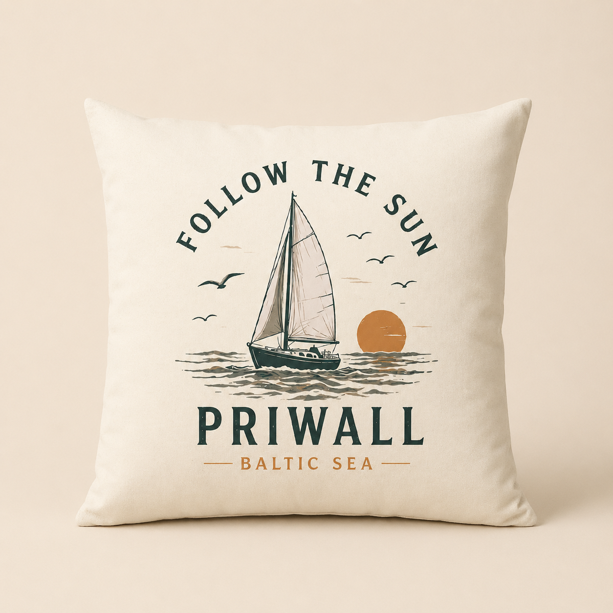 Follow the Sun Kissen – Ostsee Priwall – Baltic Coast Vibes 40x40