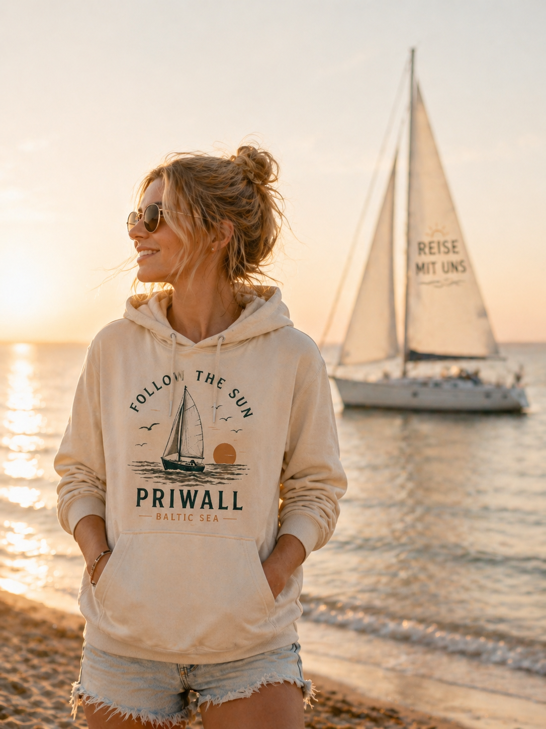 Follow the Sun Hoodie – Priwall Ostsee – Baltic Coast Vibes Unisex