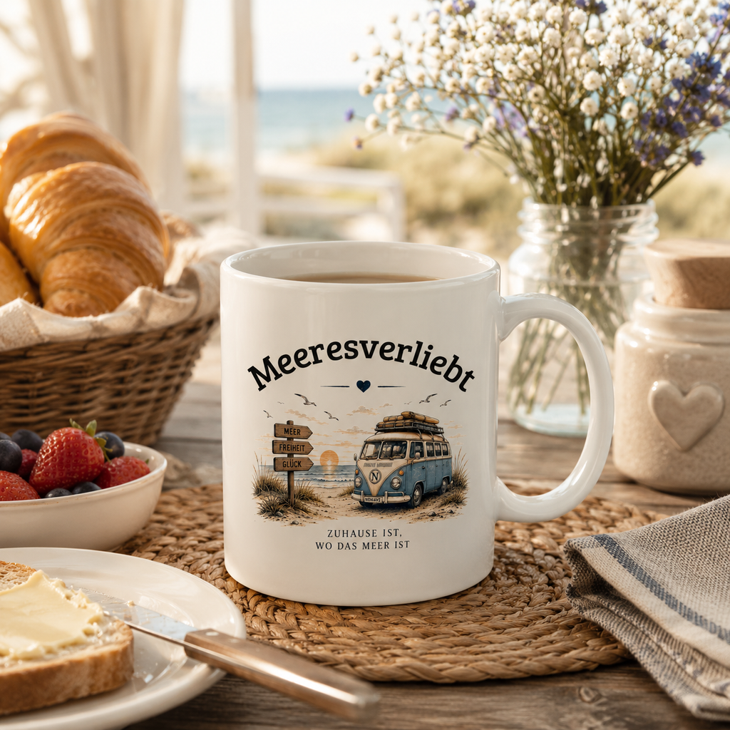 Meeresverliebt Tasse Bulli Vanlife Camping – Kaffeebecher Küstengefühl
