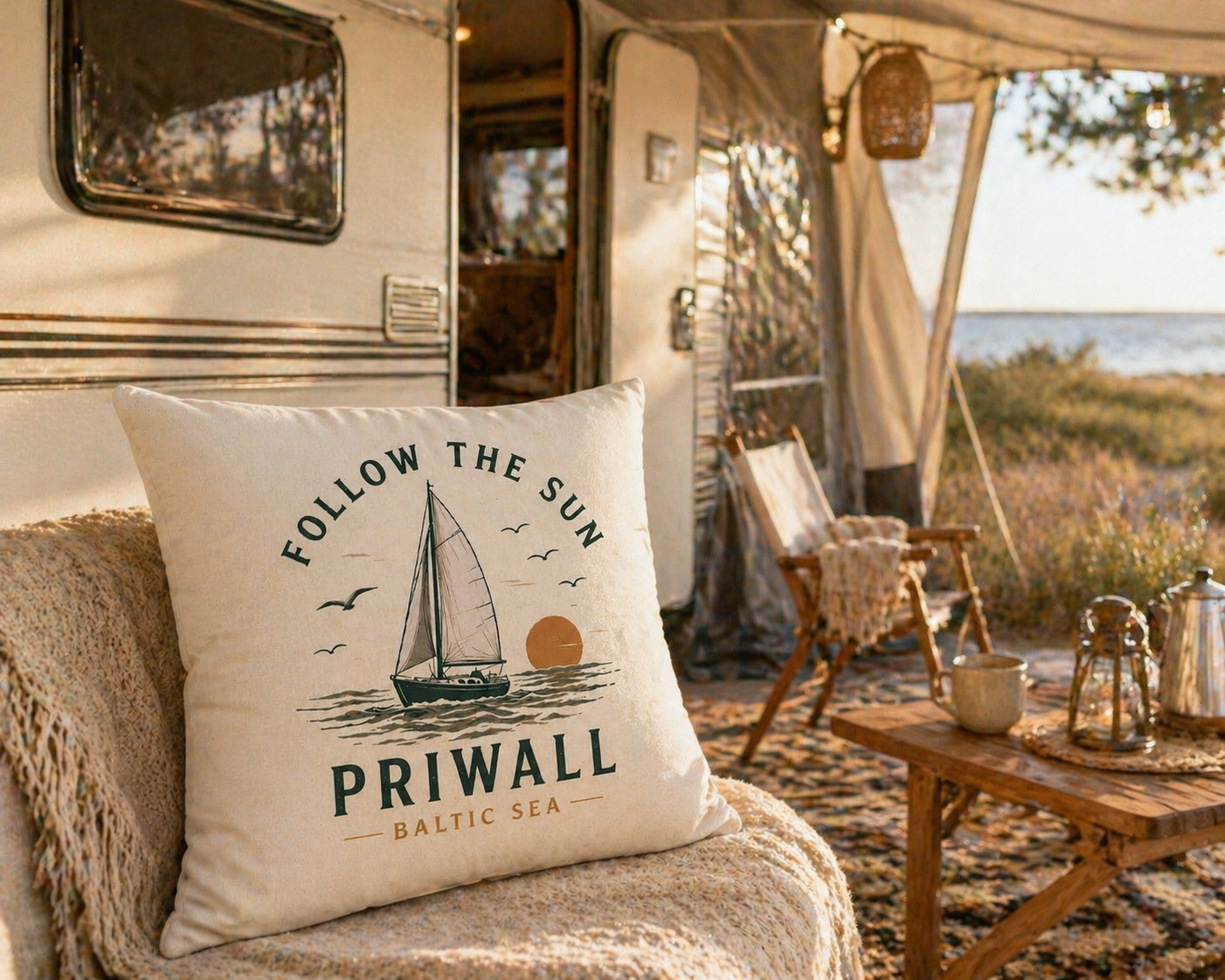 Follow the Sun Kissen – Ostsee Priwall – Baltic Coast Vibes 40x40