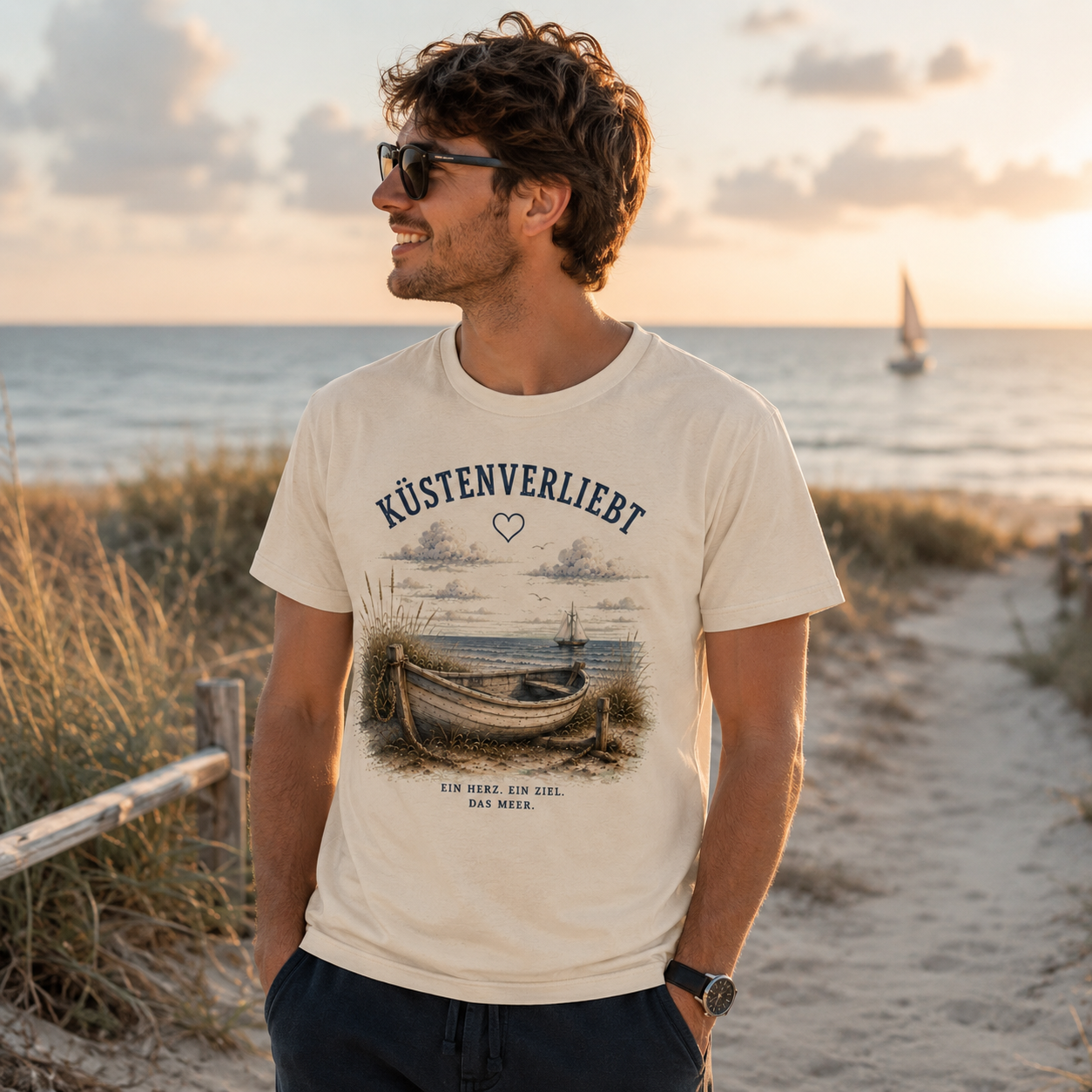 Küstenverliebt Shirt – Zuhause ist, wo das Meer ist | Küstengefühl Bio T-Shirt