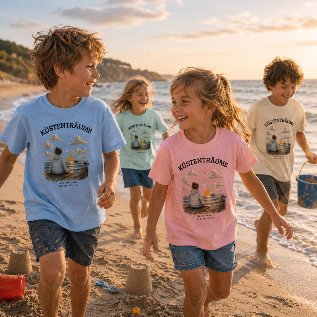 Küstenträume Kinder Bio-T-Shirt mit Küstenmotiv