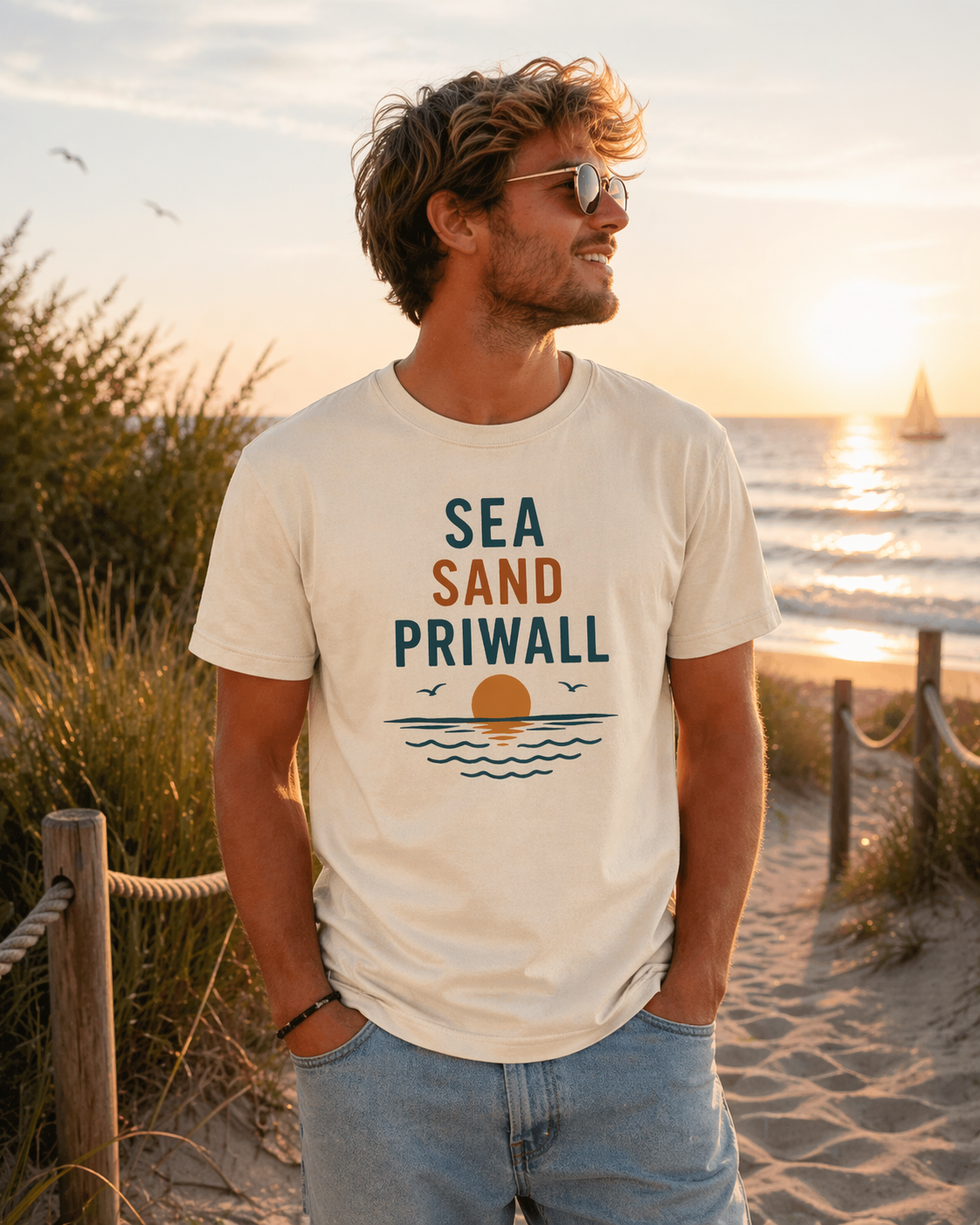 Priwall Vibes Shirt – Sea Sand Baltic Coast – Ostsee T-Shirt Unisex