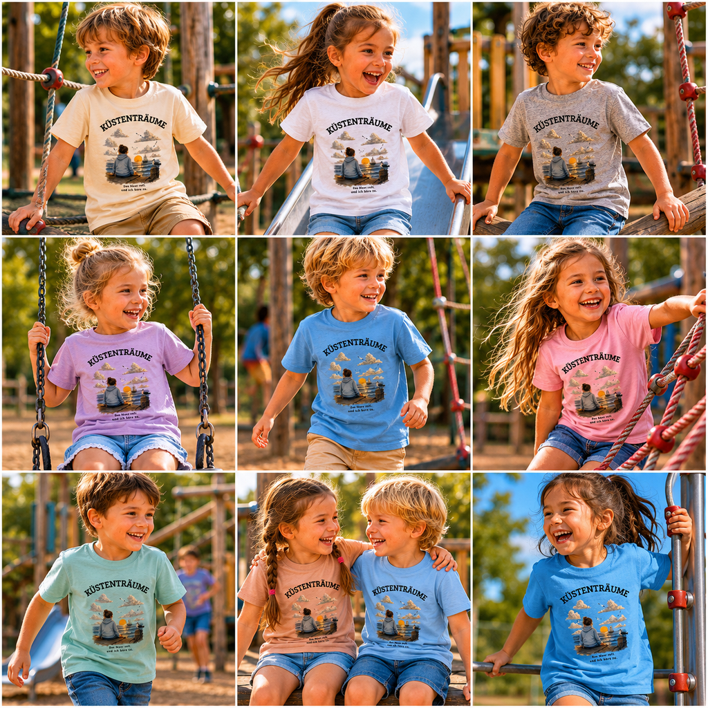 Küstenträume Kinder Bio-T-Shirt mit Küstenmotiv