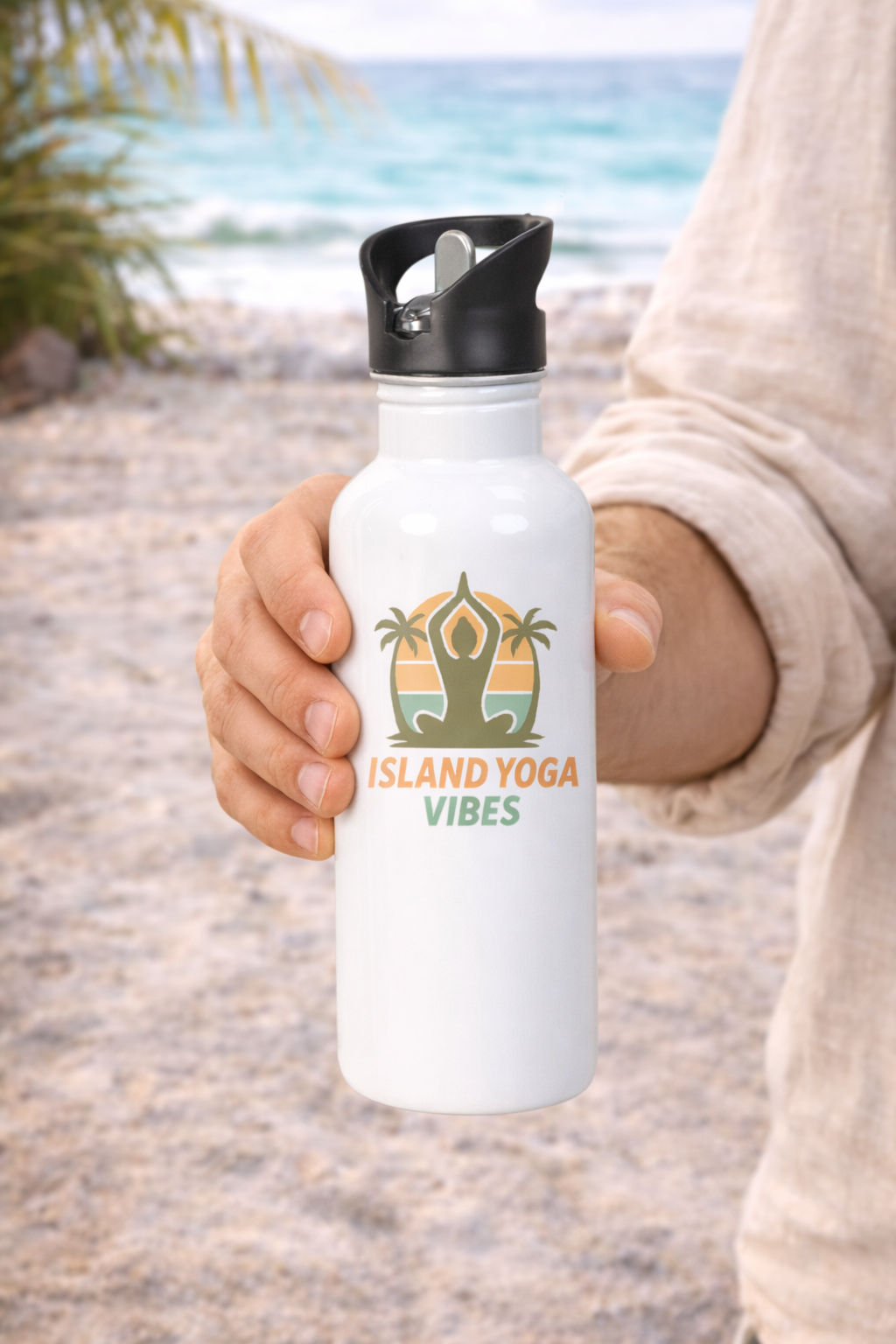 Island Yoga Vibes Trinkflasche – Edelstahl | Tropical Meditation