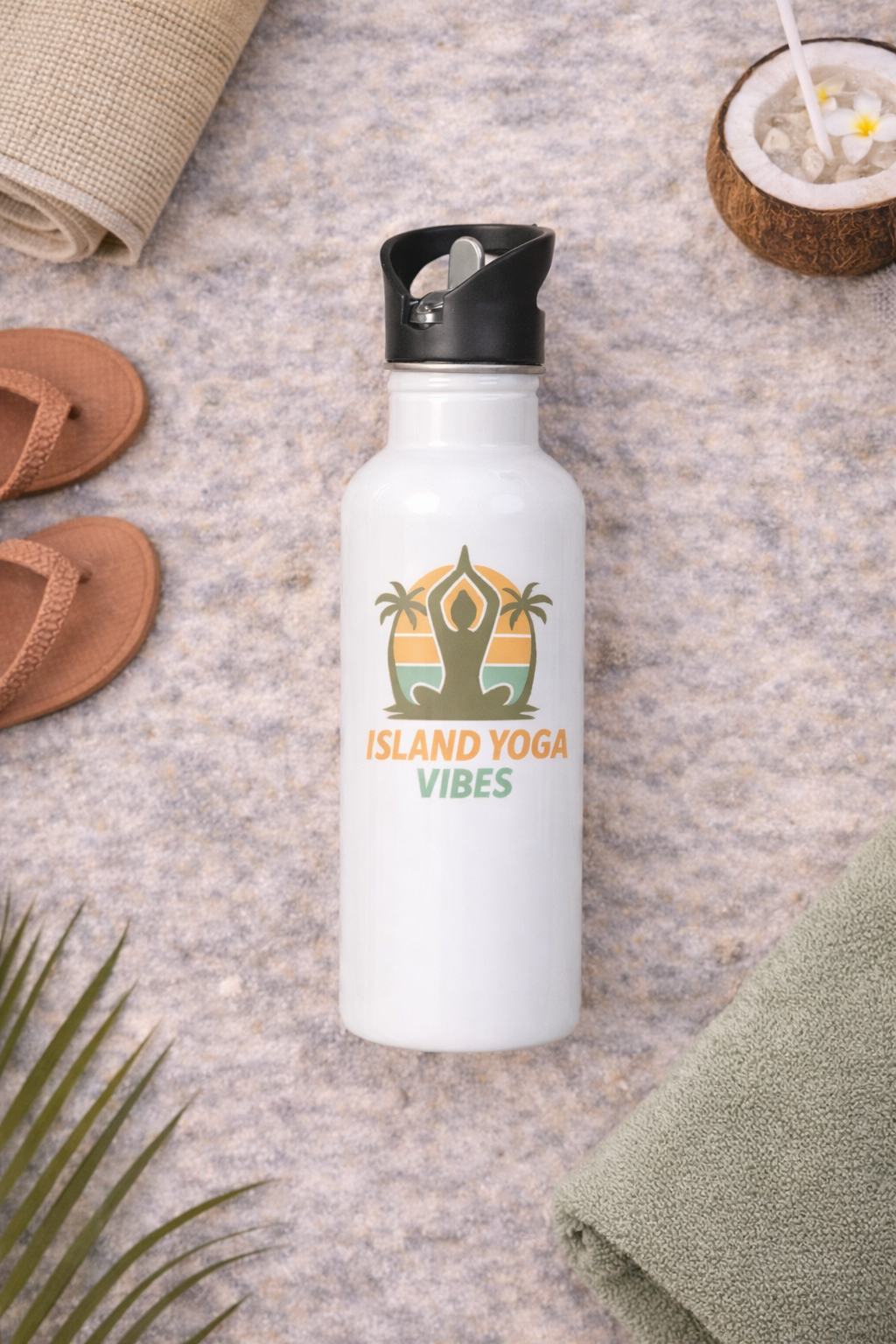 Island Yoga Vibes Trinkflasche – Edelstahl | Tropical Meditation