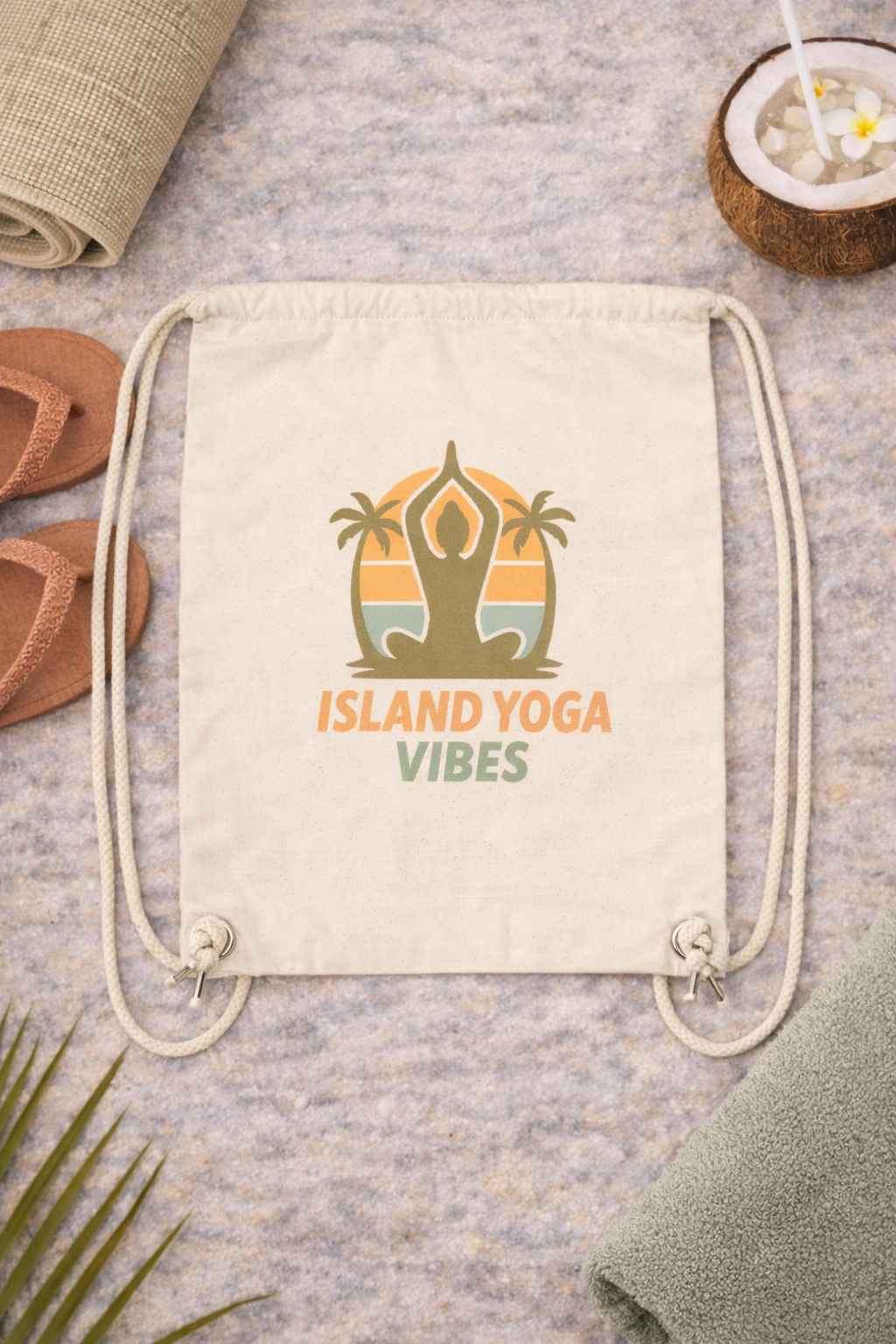 Island Yoga Vibes Gym Bag – Yoga Rucksack & Sportbeutel | Tropical Meditation Design