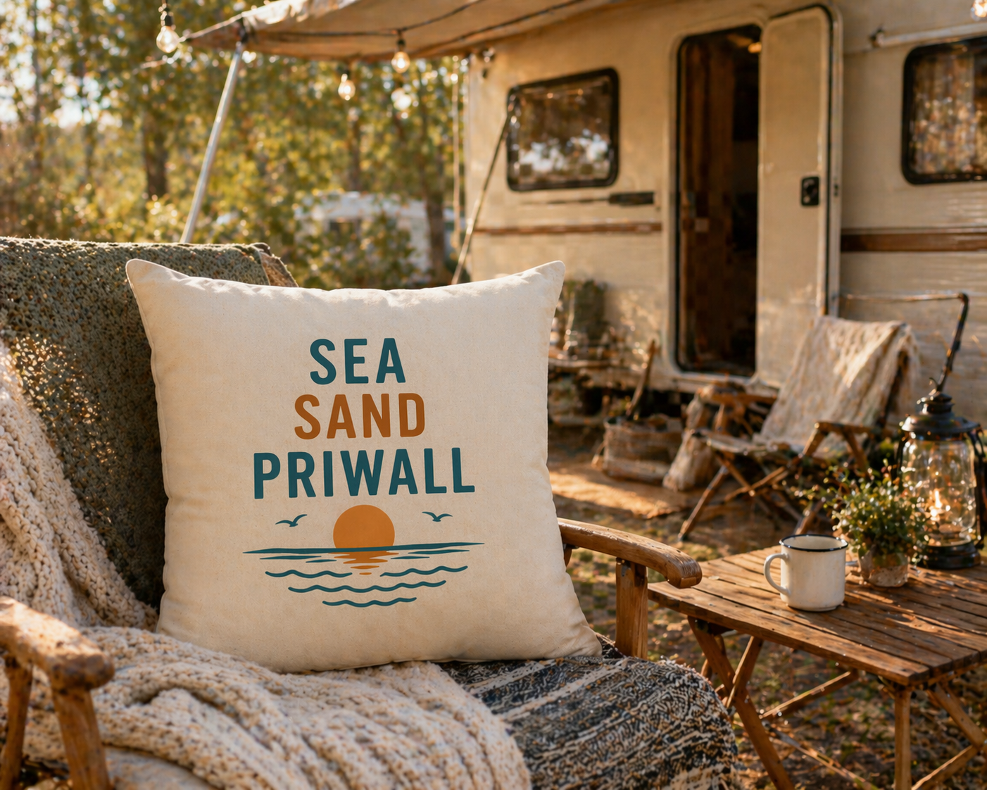 Priwall Vibes Kissen – Sea Sand Baltic Coast – Ostsee Deko Kissen