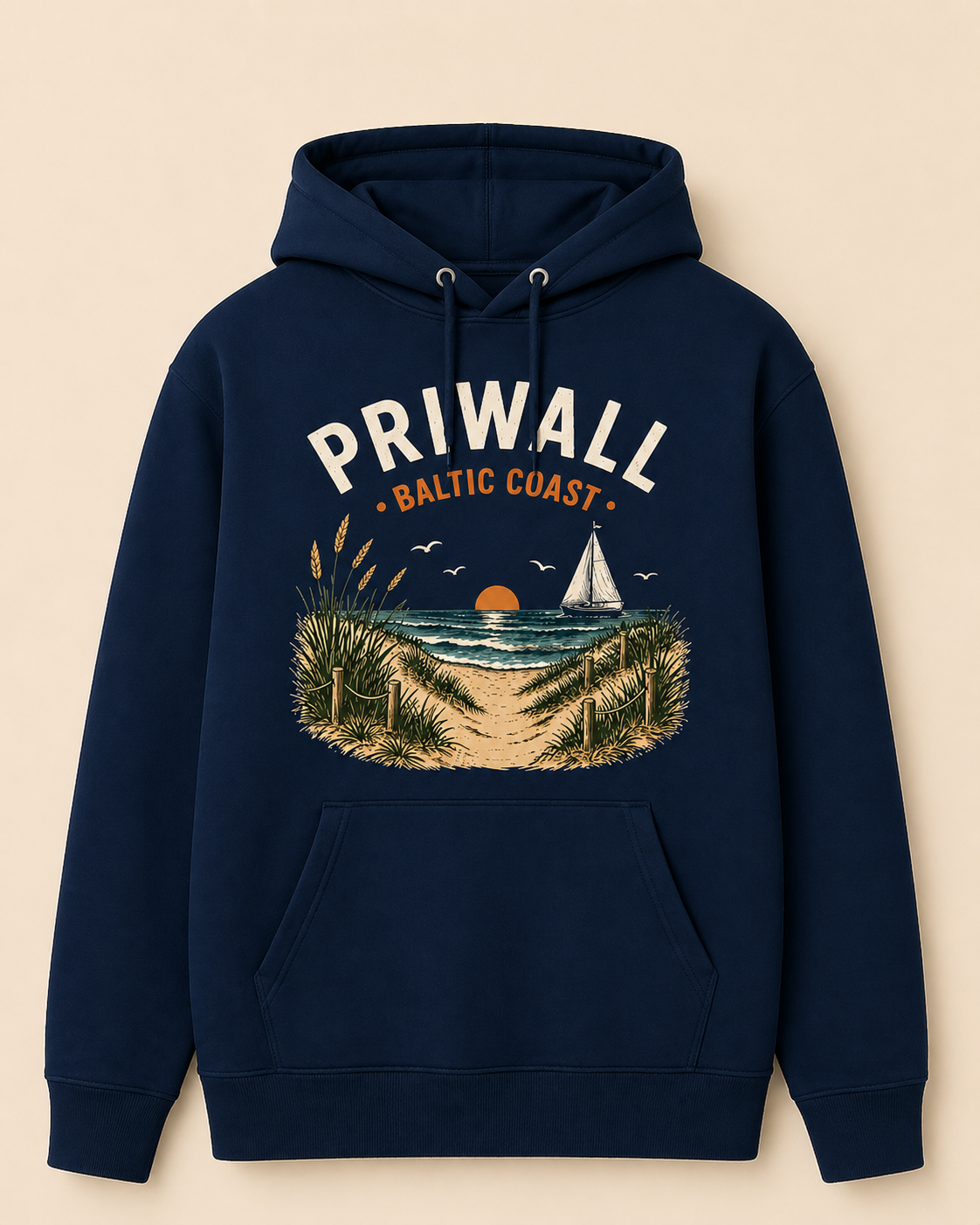 Baltic Coast Hoodie – Priwall Ostsee – Organic Unisex (Dark Collection)
