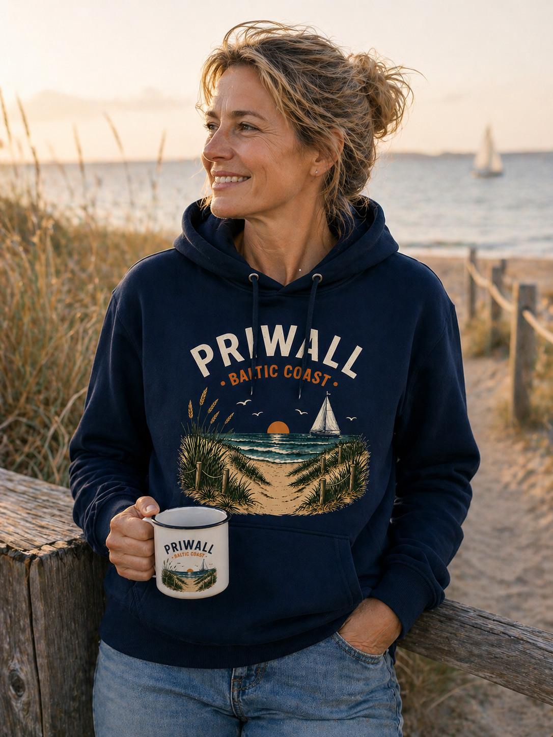 Baltic Coast Hoodie – Priwall Ostsee – Organic Unisex (Dark Collection)