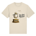 Alpha – Möwe mit Meinung – Dein Fisch. Mein Fisch. – Bio-Heavy T-Shirt – Vorderansicht in natural raw