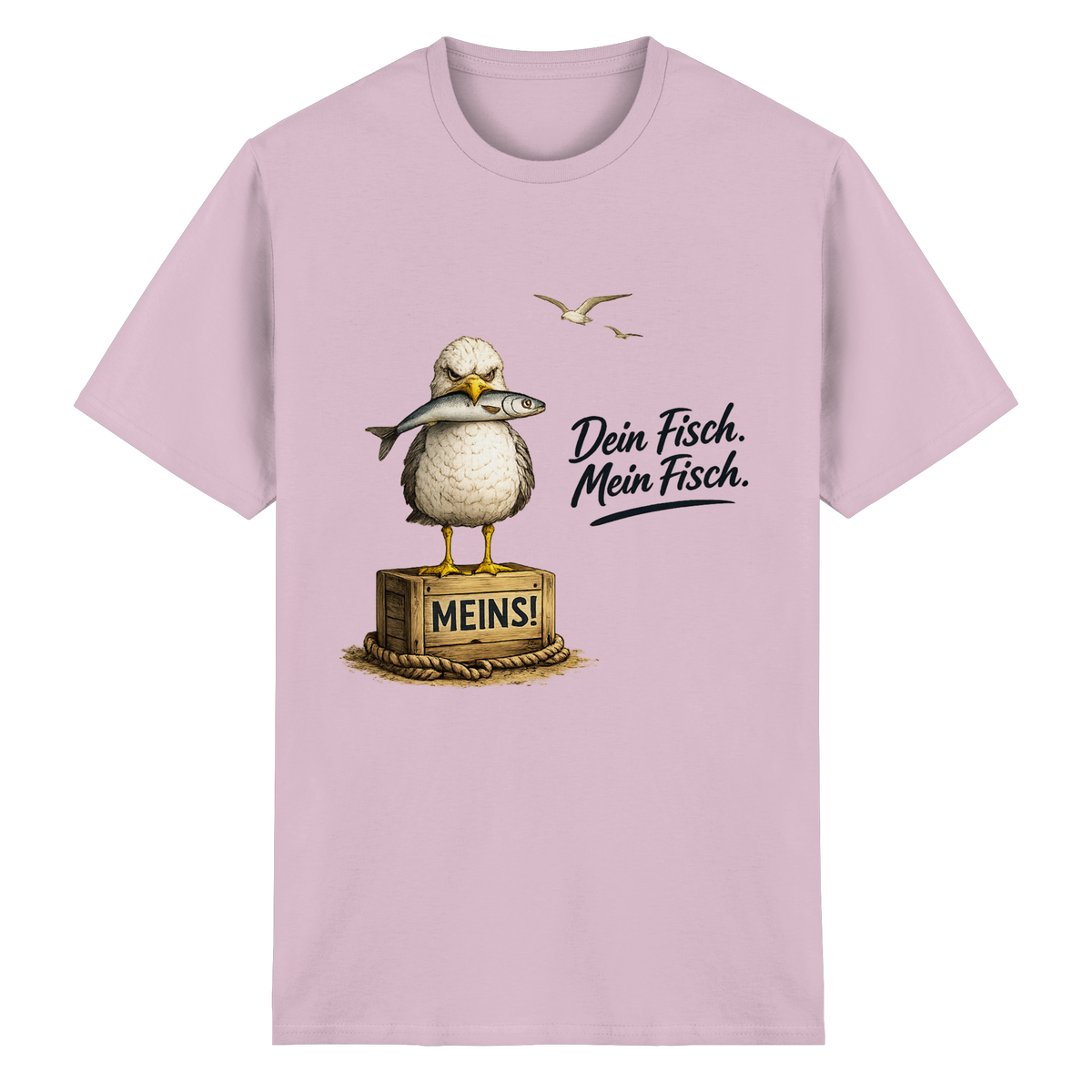Alpha – Möwe mit Meinung – Dein Fisch. Mein Fisch. – Essential T-Shirt – Vorderansicht in light pink