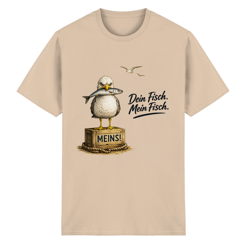 Alpha – Möwe mit Meinung – Dein Fisch. Mein Fisch. – Essential T-Shirt – Vorderansicht in natural