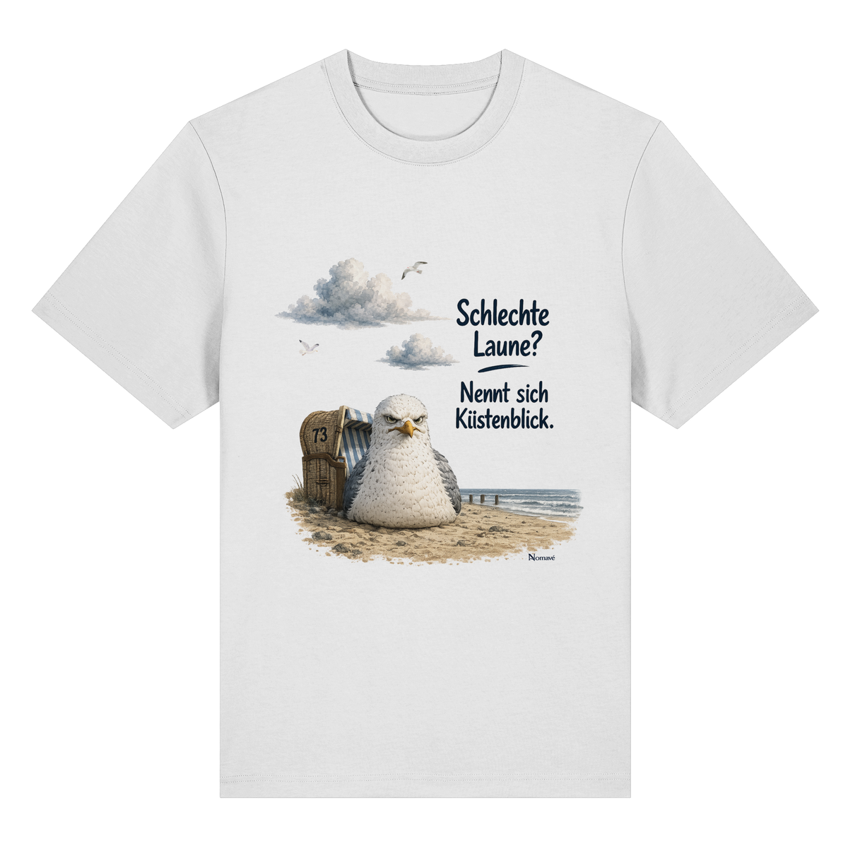 Alpha – Schlechte Laune – Küstenblick – Bio-Heavy T-Shirt – Vorderansicht in white