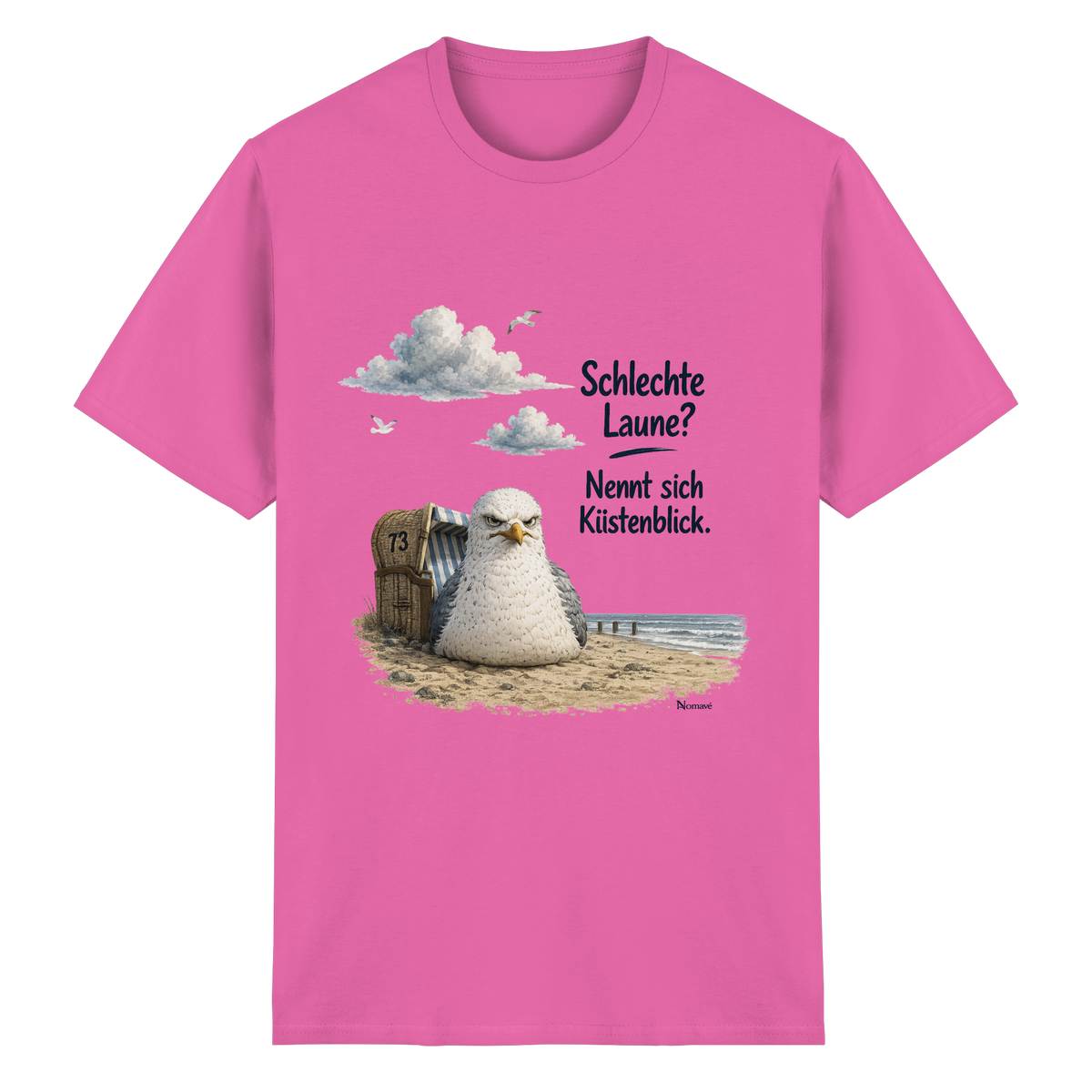 Alpha – Schlechte Laune – Küstenblick – Essential T-Shirt – Vorderansicht in azalea