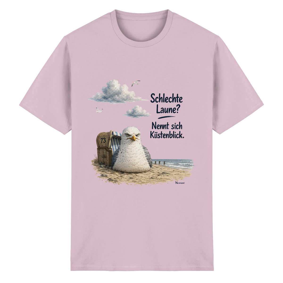 Alpha – Schlechte Laune – Küstenblick – Essential T-Shirt – Vorderansicht in light pink
