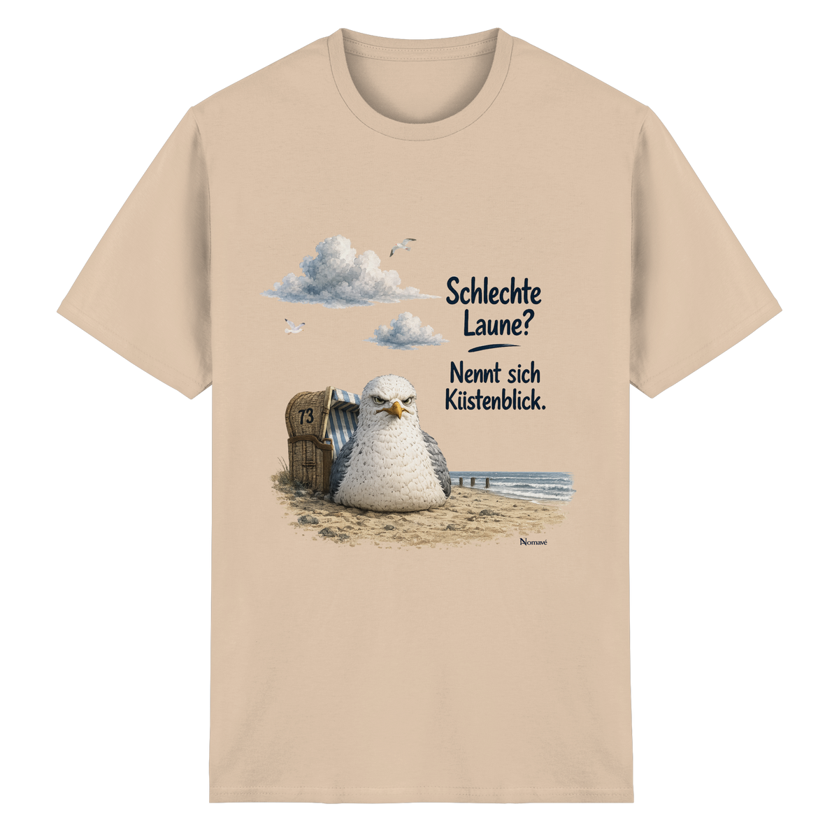 Alpha – Schlechte Laune – Küstenblick – Essential T-Shirt – Vorderansicht in natural