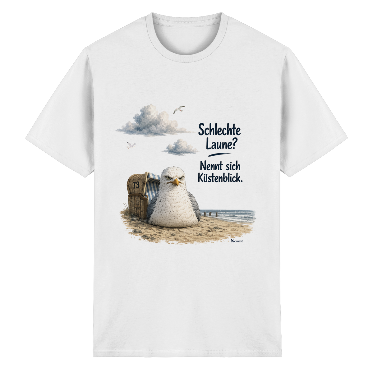 Alpha – Schlechte Laune – Küstenblick – Essential T-Shirt – Vorderansicht in white