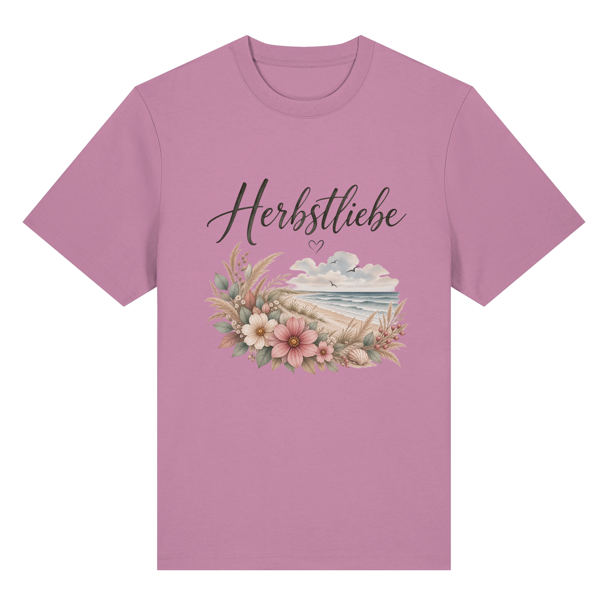 Autumn Coast – Herbstliebe am Meer – Bio-Heavy T-Shirt – Vorderansicht in bubble pink