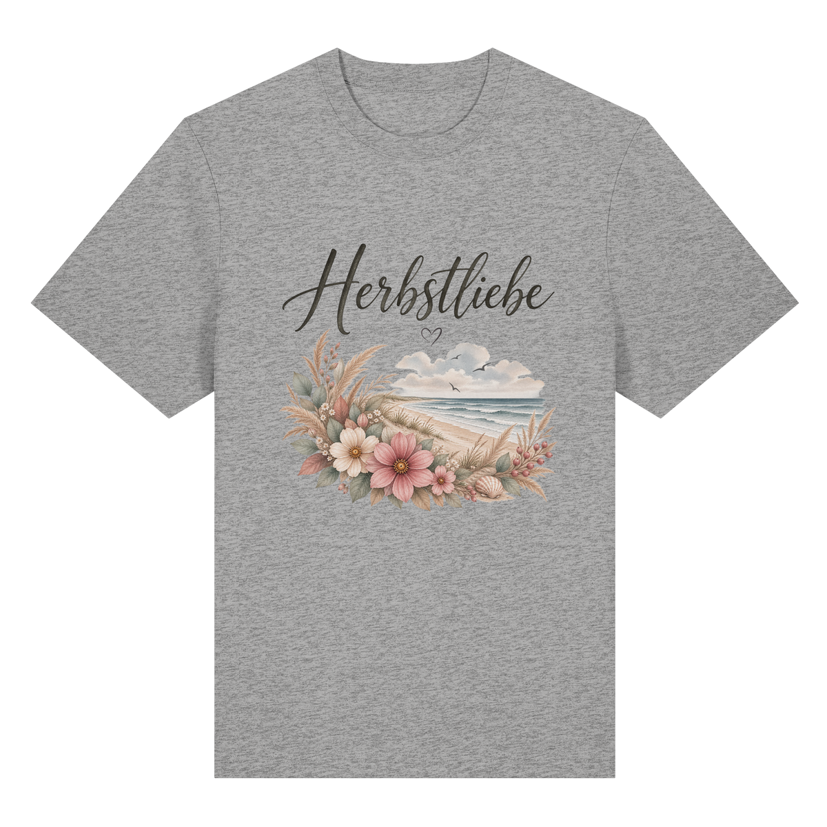 Autumn Coast – Herbstliebe am Meer – Bio-Heavy T-Shirt – Vorderansicht in heather grey