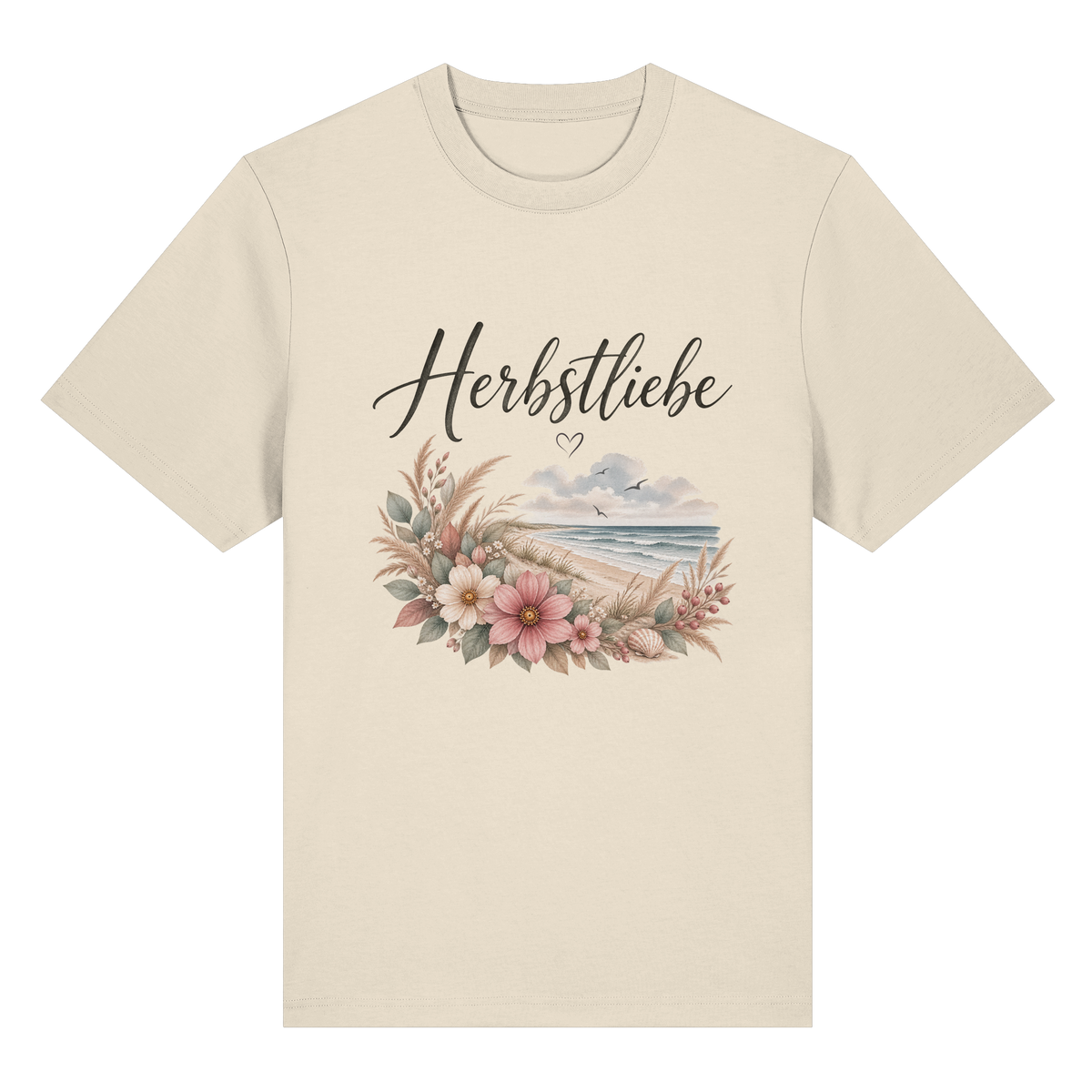 Autumn Coast – Herbstliebe am Meer – Bio-Heavy T-Shirt – Vorderansicht in natural raw