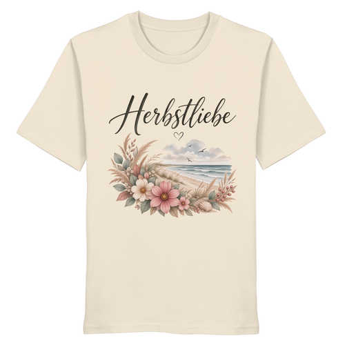 Autumn Coast – Herbstliebe am Meer – Bio T-Shirt – Vorderansicht in natural raw