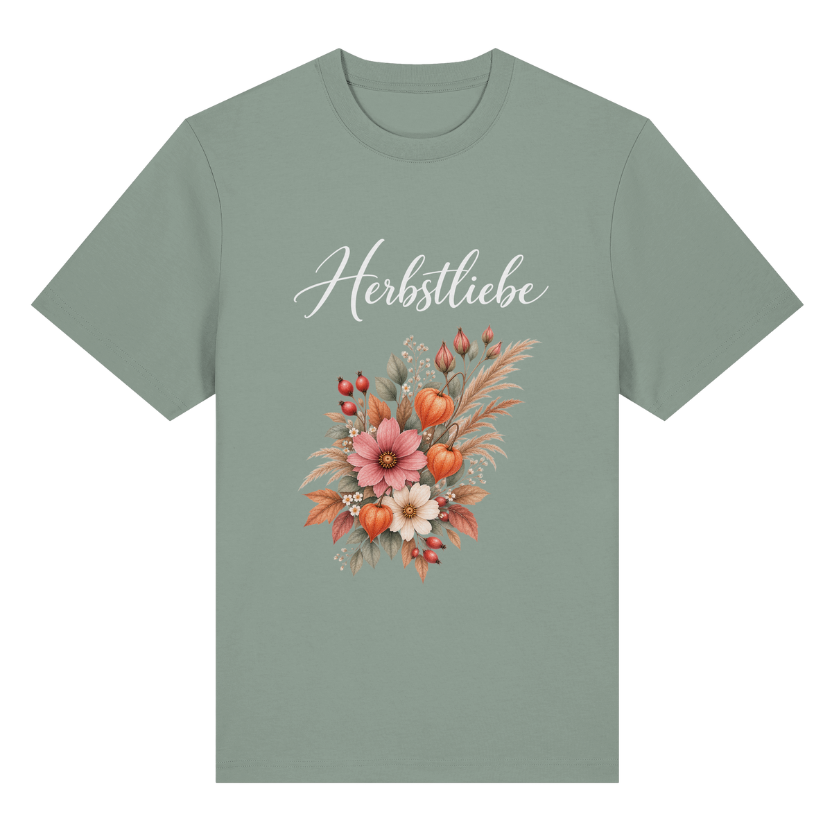 Autumn Garden – Dark Edition – Bio-Heavy T-Shirt – Vorderansicht in aloe