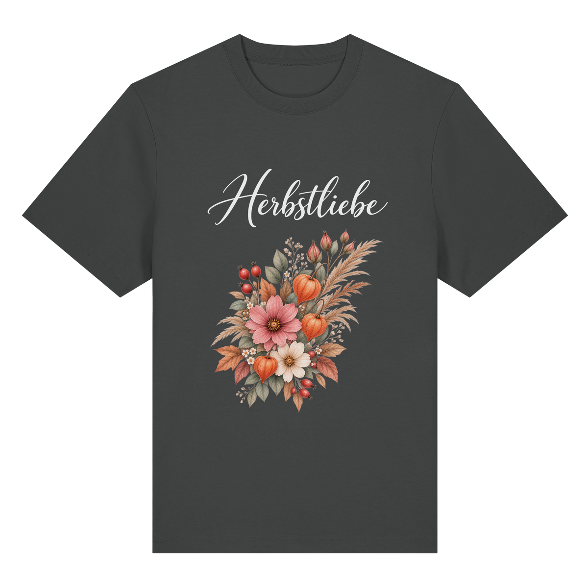 Autumn Garden – Dark Edition – Bio-Heavy T-Shirt – Vorderansicht in anthracite
