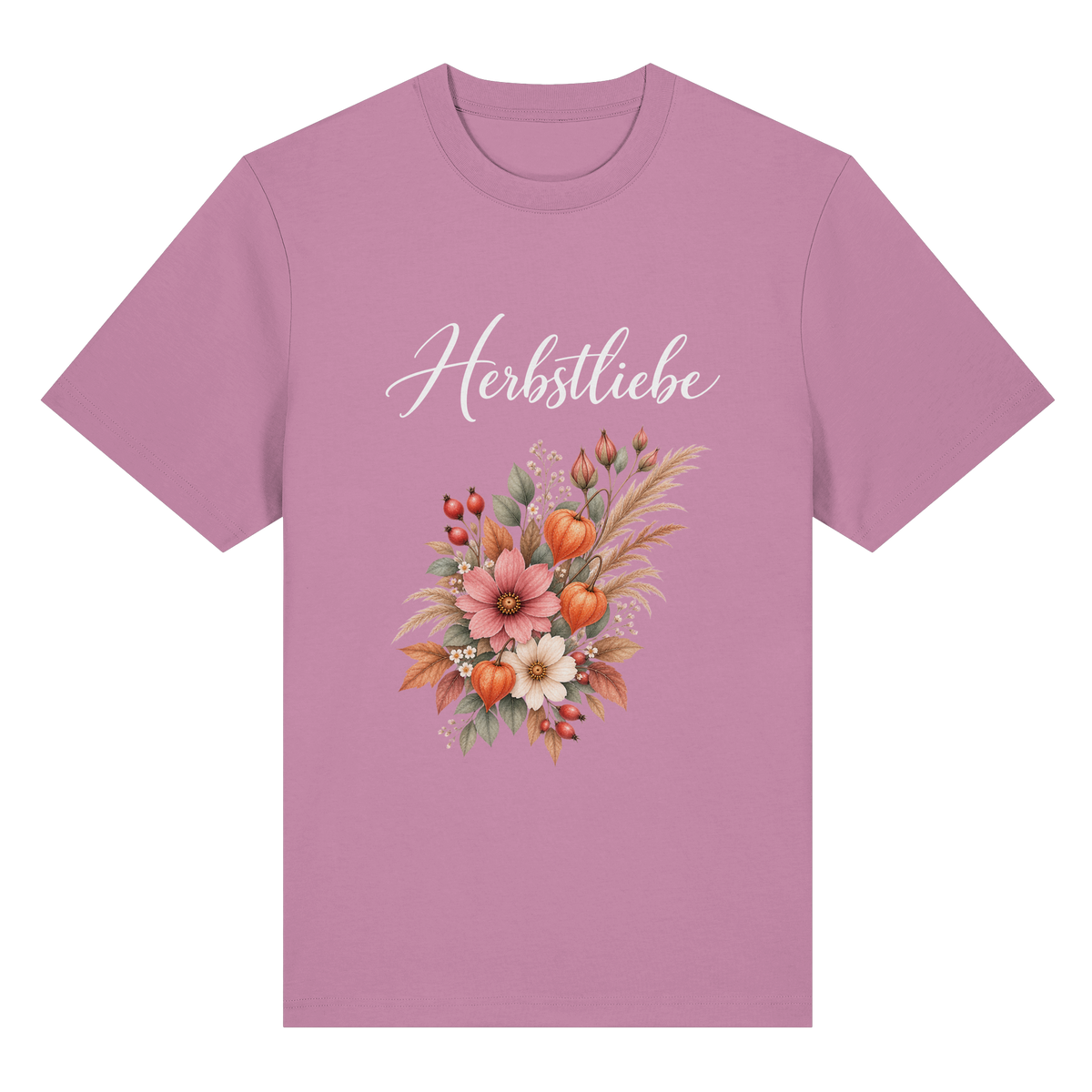 Autumn Garden – Dark Edition – Bio-Heavy T-Shirt – Vorderansicht in bubble pink