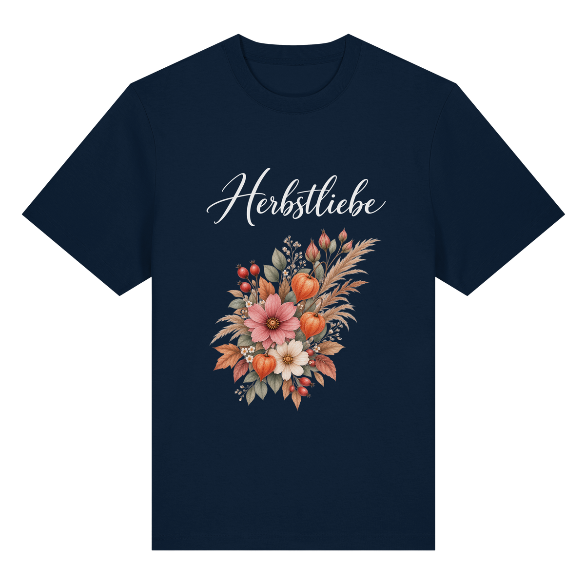 Autumn Garden – Dark Edition – Bio-Heavy T-Shirt – Vorderansicht in french navy