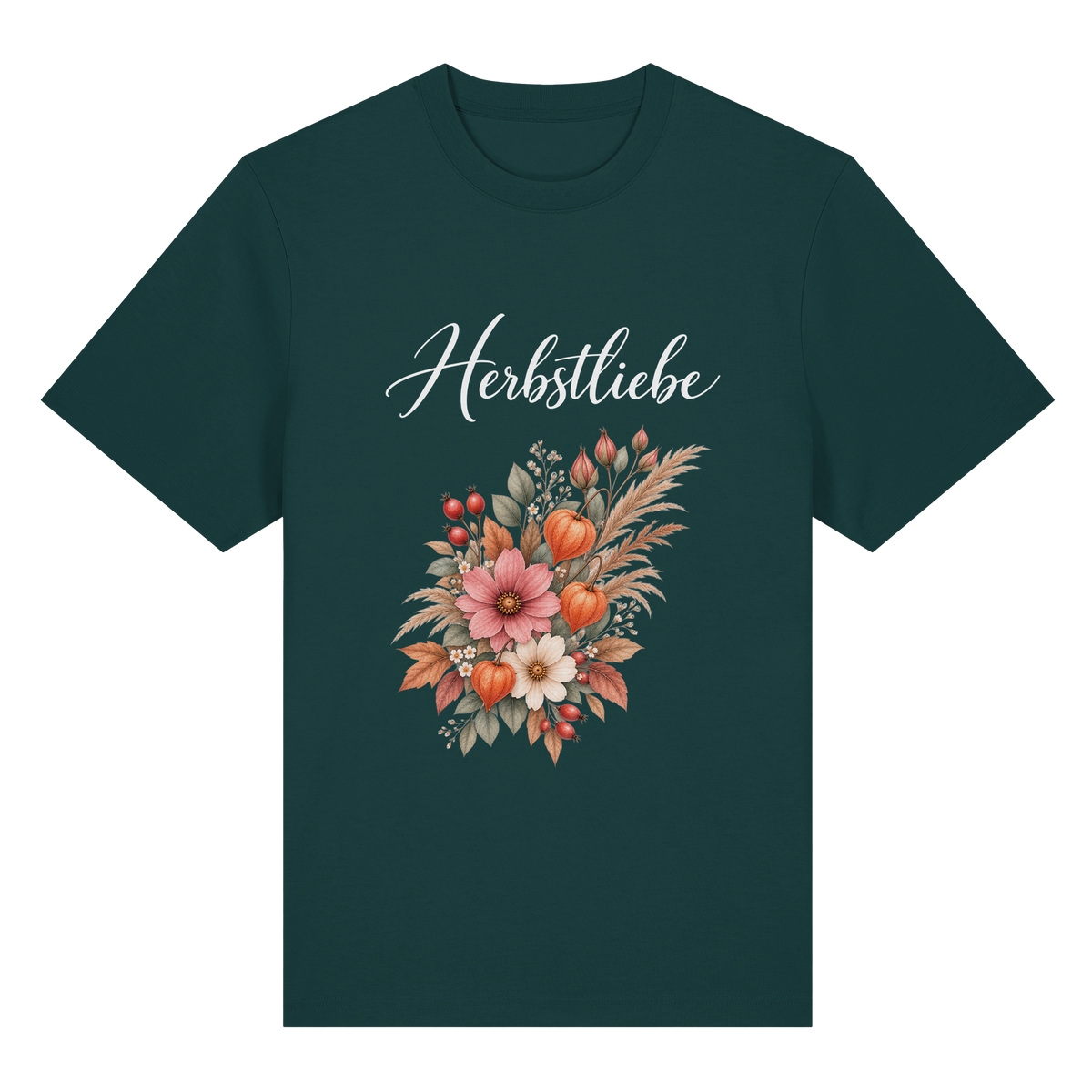 Autumn Garden – Dark Edition – Bio-Heavy T-Shirt – Vorderansicht in glazed green