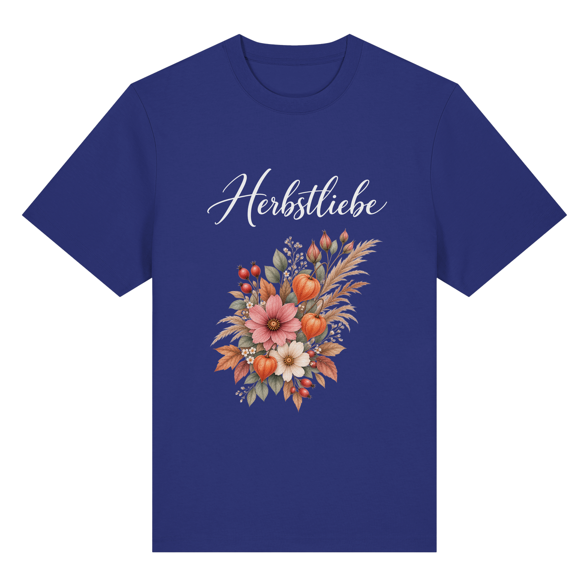 Autumn Garden – Dark Edition – Bio-Heavy T-Shirt – Vorderansicht in worker blue