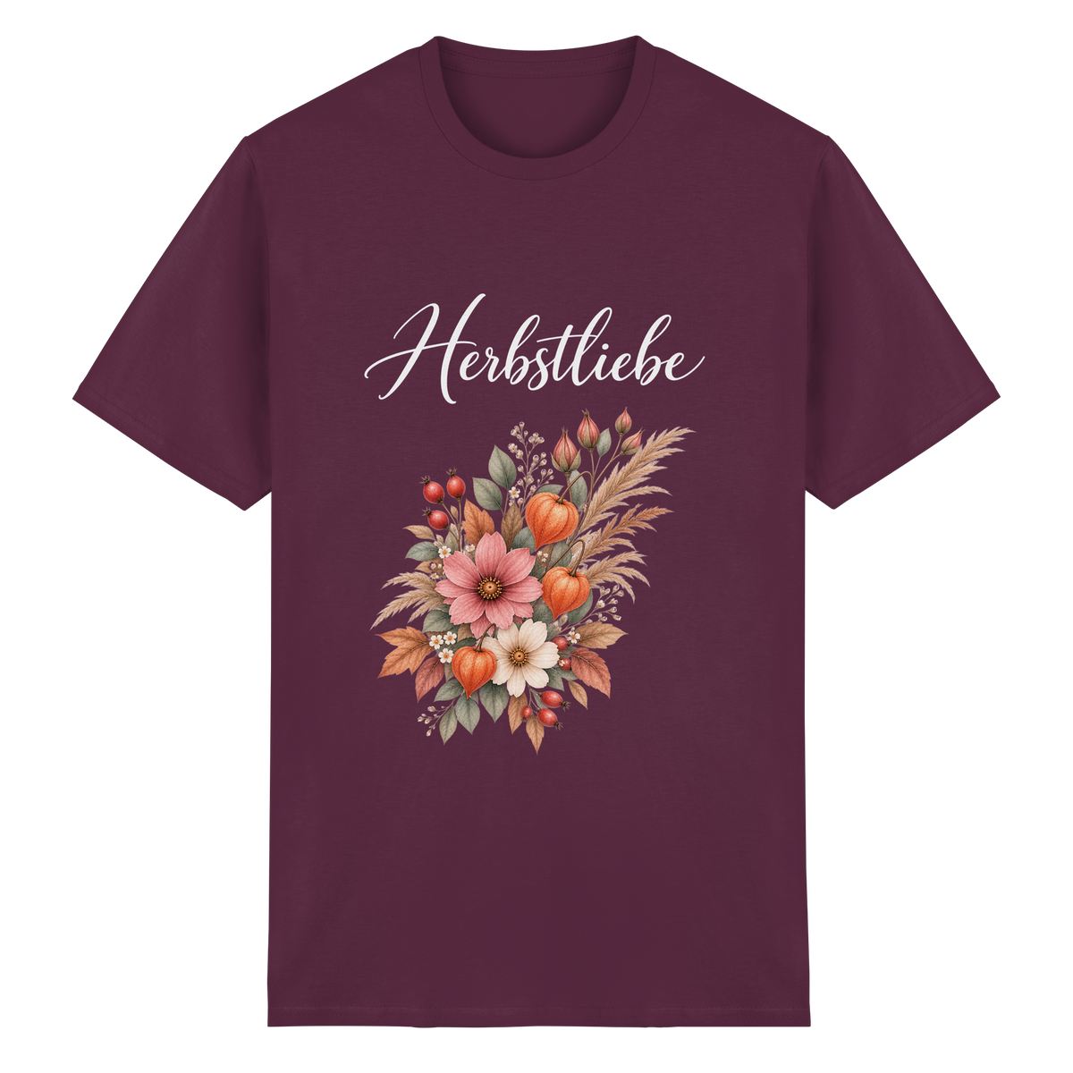 Autumn Garden – Dark Edition – Essential T-Shirt – Vorderansicht in maroon