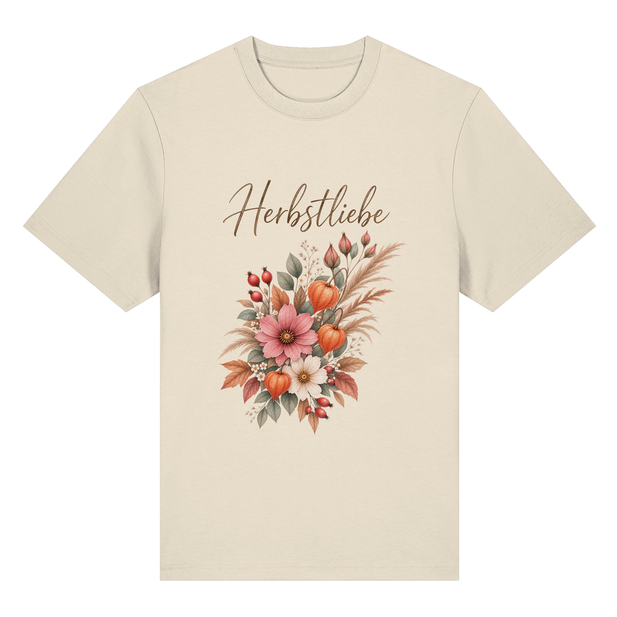 Autumn Garden – Helle Edition – Bio-Heavy T-Shirt – Vorderansicht in natural raw