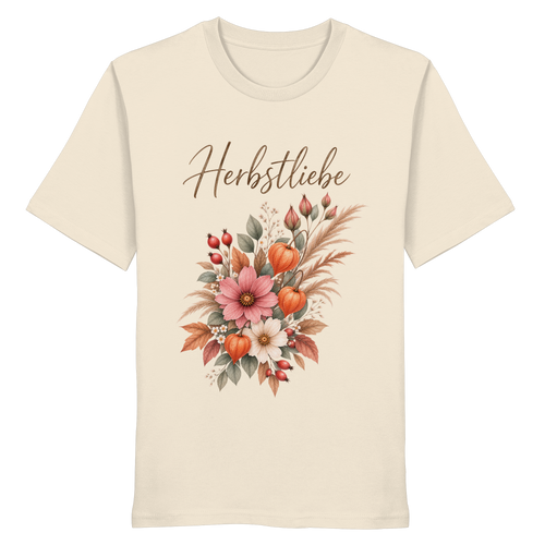 Autumn Garden – Helle Edition – Bio T-Shirt – Vorderansicht in natural raw