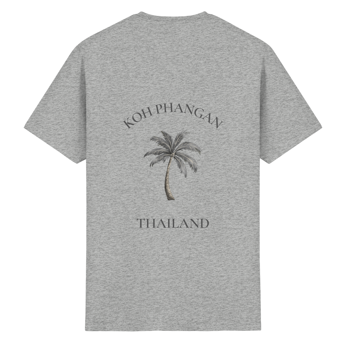 Essential T-Shirt in ash grey mit Koh Phangan Mini Palm Motiv als Backprint – Original-Mockup