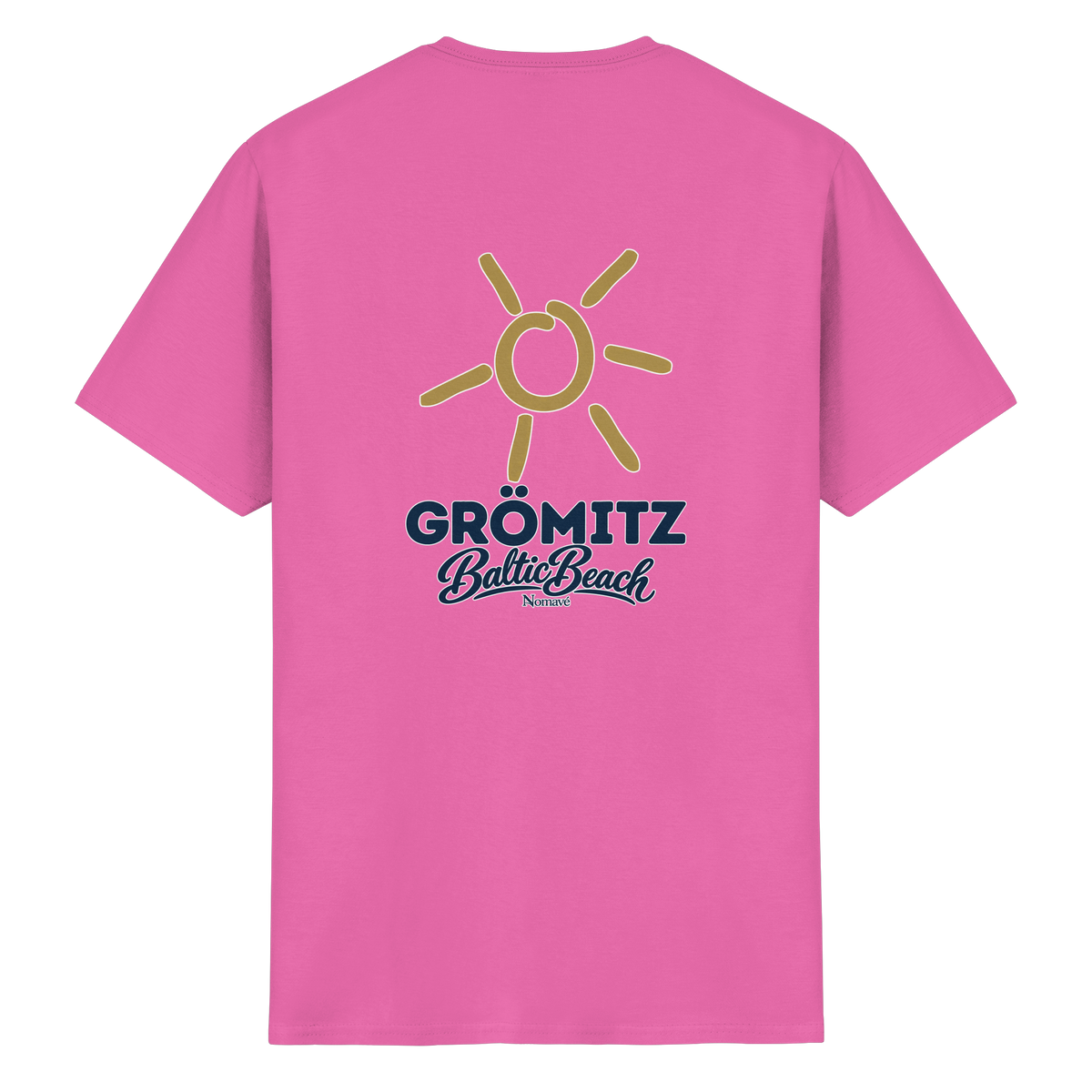 Grömitz Sonne Essential T-Shirt Baltic Beach mit Rückendruck in Azalea – Shirtigo-Originalmockup 6